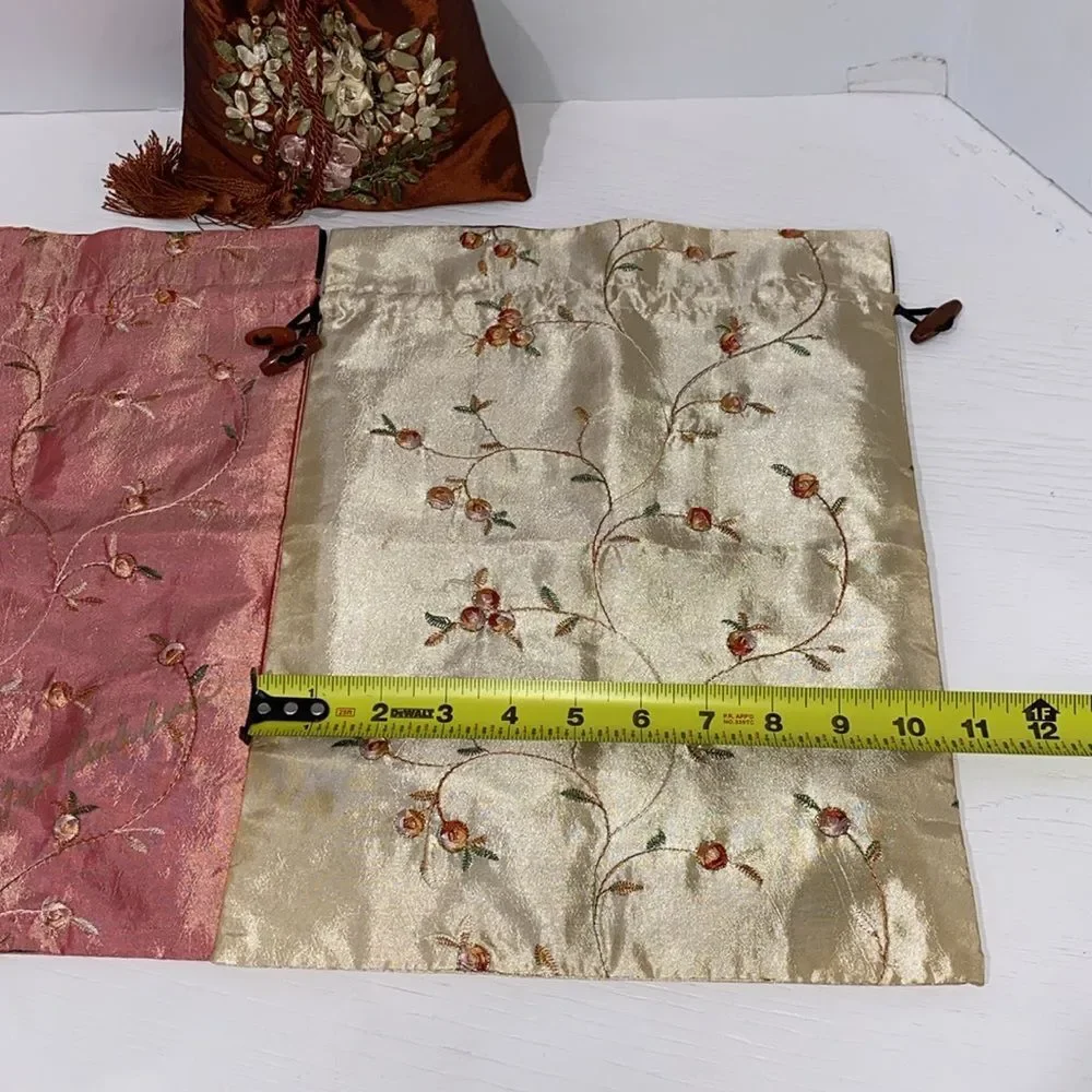 Wrapables Beautiful Embroidered Silk Travel Bag for Lingerie & Shoes